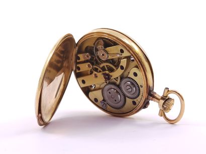 750° gold pocket watch, enameled dial with...