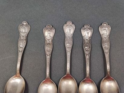 BIRKES EPNS

FIVE commemorative spoons in...