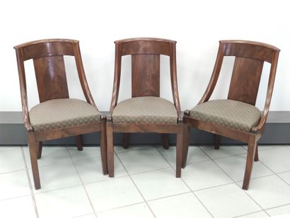 Three mahogany and mahogany veneer chairs...