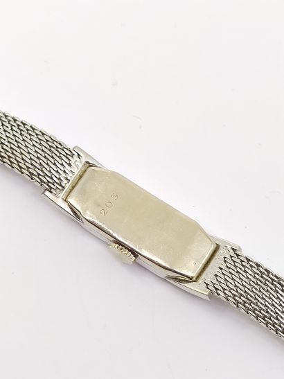 wristwatch, rectangular case in white gold...