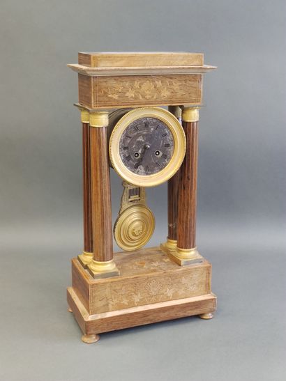 PORTICAL CLOCK in wood veneer and light wood...