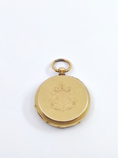 Pocket watch in yellow gold 750°, cylinder...