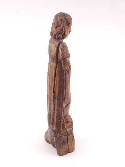 JESUS CHILD in carved wood standing on a...