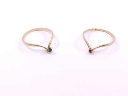 LOT of six rings in gold 750° including:

a...