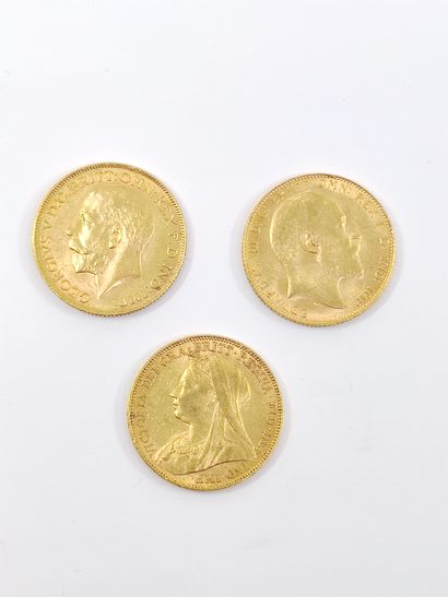 LOT of three sovereign coins including :

Victoria...