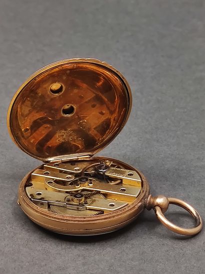 Pocket watch in yellow gold 750°, cylinder...