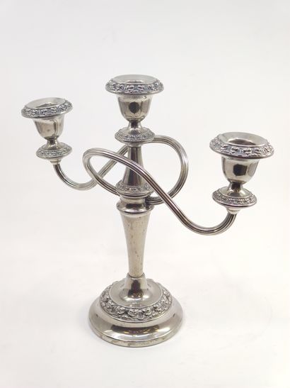 Pair of silver plated candelabras with three...