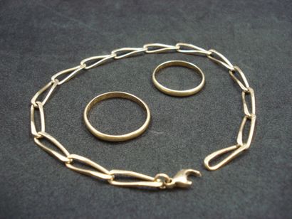 2 Alliances Or 18kt 4,02 g 1 Bracelet Or...
