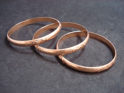 3 Bracelets rigides Or 18kt 43,63 g