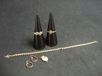 2 Bagues Or 18kt et pierres 2,17 g 1 Paire...