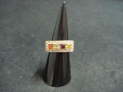 1 Ring 14kt yellow gold and colored and white...