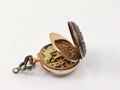 
MONTRE de col en or rose 750° et argent...