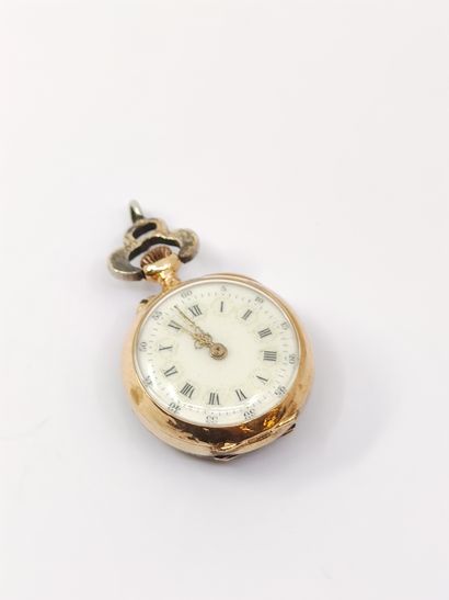 
MONTRE de col en or rose 750° et argent...