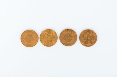 LOT de quatre pièces de 20 francs or NAPOLEON...