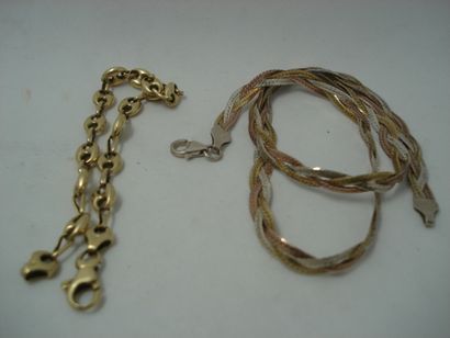 1 Necklace Silver braided 3 tones 1 Bracelet...