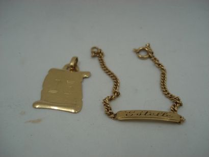 1 Pendant Gold 18kt 1,64 g. 1 Bracelet Gold...