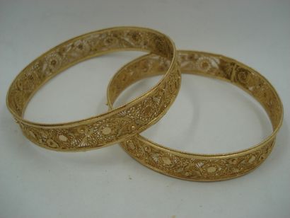 2 Bracelets 18kt gold 42,53 g openwork d...
