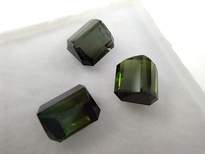 THREE Mozambique green emerald TOURMALINE,...