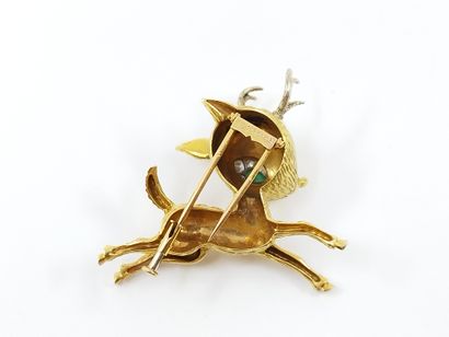 
BROCHE animalière en or jaune 750°, l'œil...