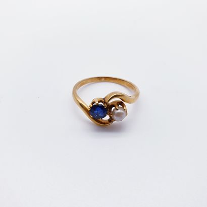 
BAGUE toi et moi en or jaune 750°, ornée...