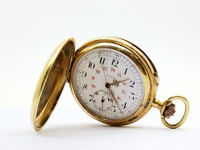 MONTRE savonnette, en or jaune 750°et sa...
