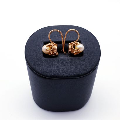 
PAIRE de boucles d'oreilles en or rose 585°(14kt)...