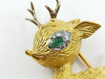 
BROCHE animalière en or jaune 750°, l'œil...