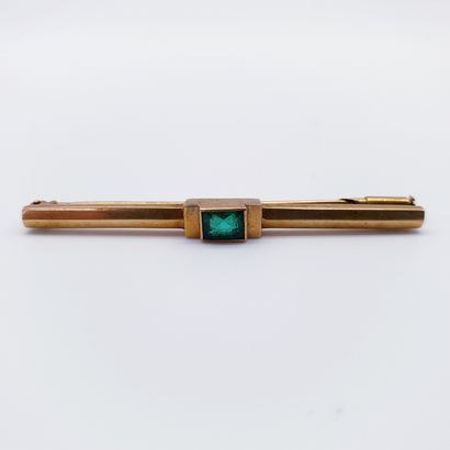 BROCHE barrette or 750° ornée dune pierre...