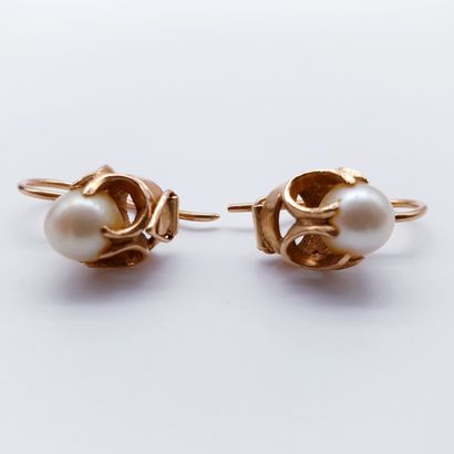 
PAIRE de boucles d'oreilles en or rose 585°(14kt)...