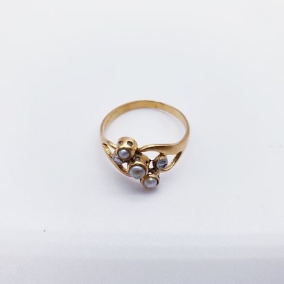 Communion ring in yellow gold 750°, enhanced...