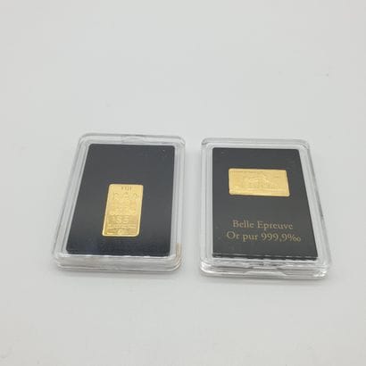 DEUX épreuves en or pur 999,9 % sous blister...