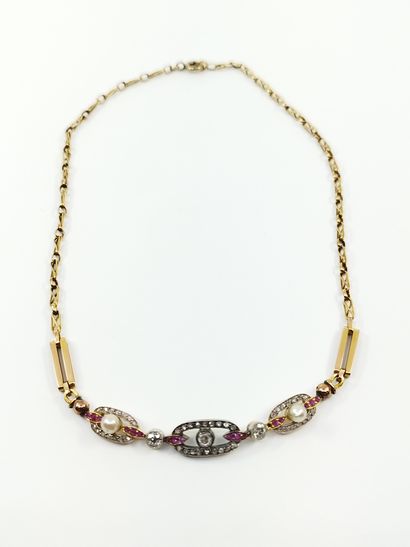 
COLLIER en or jaune 750° et gris se composant...