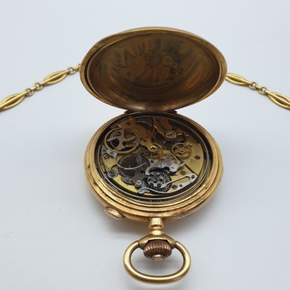MONTRE savonnette, en or jaune 750°et sa...
