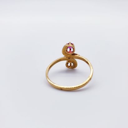 BAGUE toi et moi en or jaune 750°, ornée...