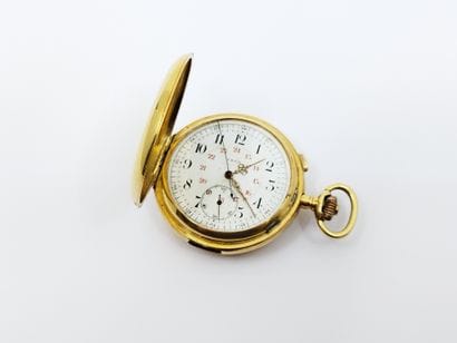 MONTRE savonnette, en or jaune 750°et sa...