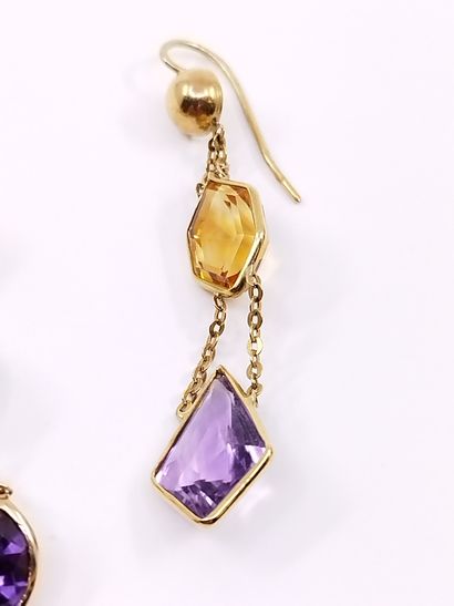 
Paire de pendants d'oreilles en or jaune...