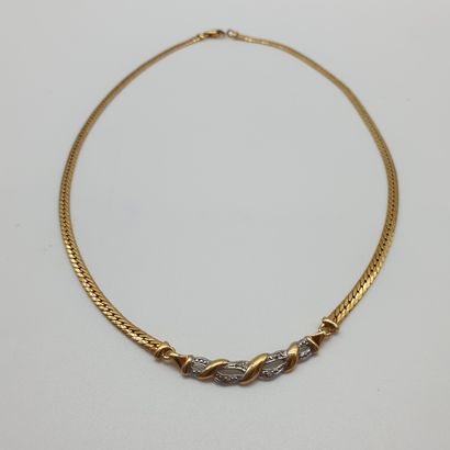 COLLIER en or jaune 750° maille palmier parsemé...