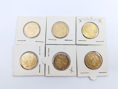 
LOT DE SIX PIECES DE 10 Dollars Or 1880/1880/1881/1899/1899/1912



Sous...
