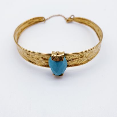 
BRACELET jonc en or jaune 750 °ciselé ornée...