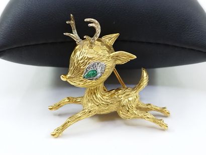 
BROCHE animalière en or jaune 750°, l'œil...
