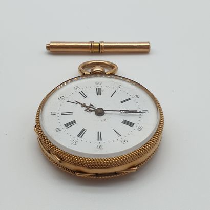 MONTRE de col en or jaune 750°, double cuvette...