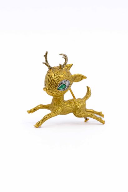 
BROCHE animalière en or jaune 750°, l'œil...