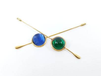 LALIQUE 

Deux épingles à chapeau 

Dans...