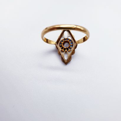 BAGUE marquise en or deux tons 750° orné...
