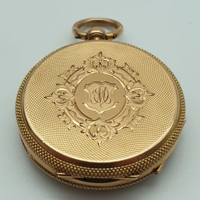 MONTRE de col en or jaune 750°, double cuvette...