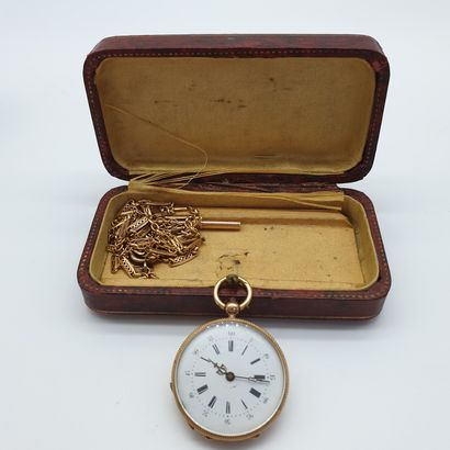 MONTRE de col en or jaune 750°, double cuvette...