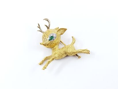
BROCHE animalière en or jaune 750°, l'œil...