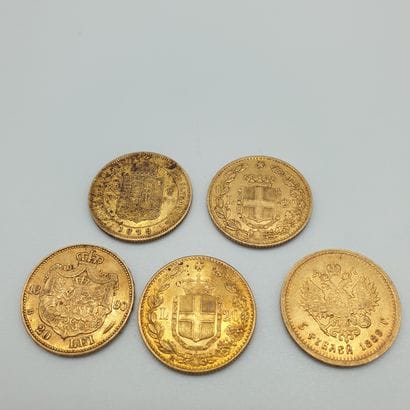 Lot de deux pièces de 20 lires or Umberto...