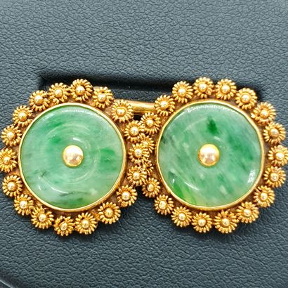 PAIRE DE BOUTONS DE MANCHETTE en or 14 carat...