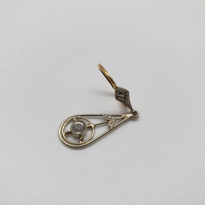 PAIR of earrings in two-tone gold with white...